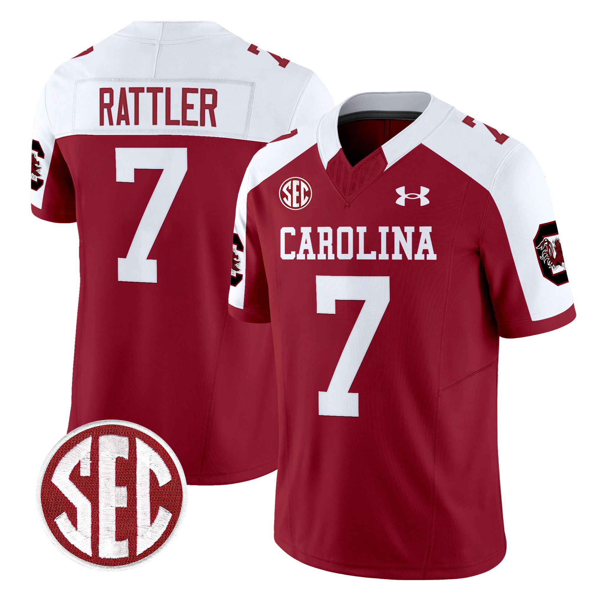 Men South Carolina Gamecocks #7 Rattler Red 1980 Throwback Vapor Limited 2024 NCAA Jersey style 1->ncaa teams->NCAA Jersey